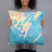 Person holding 18x18 Custom Skidaway Island Georgia Map Throw Pillow in Watercolor