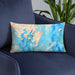 Custom Skidaway Island Georgia Map Throw Pillow in Watercolor on Blue Colored Chair