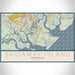 Skidaway Island Georgia Map Print Landscape Orientation in Woodblock Style With Shaded Background