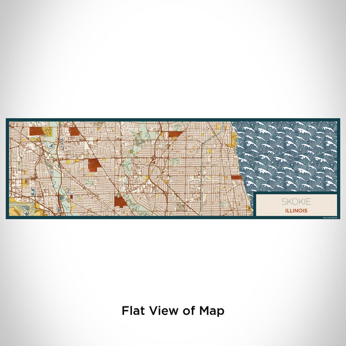 Flat View of Map Custom Skokie Illinois Map Enamel Mug in Woodblock