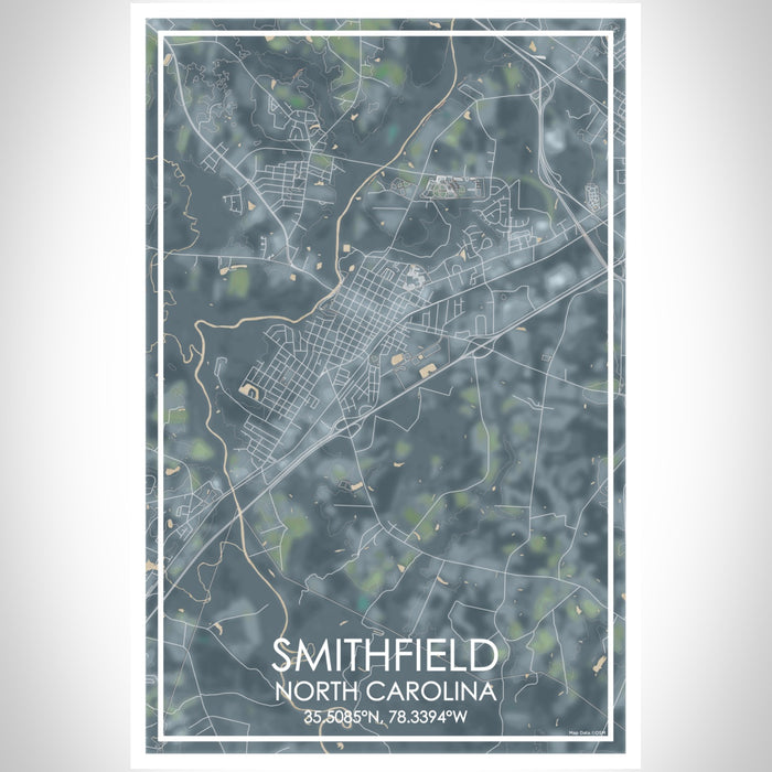 Smithfield North Carolina Map Print Portrait Orientation in Afternoon Style With Shaded Background