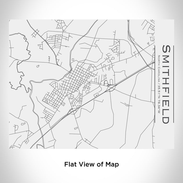 Rendered View of Smithfield North Carolina Map Engraving on 20oz Stainless Steel Insulated Bottle with Bamboo Top in White