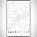 Smithfield North Carolina Map Print Portrait Orientation in Classic Style With Shaded Background