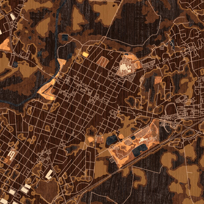 Smithfield North Carolina Map Print in Ember Style Zoomed In Close Up Showing Details