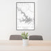 24x36 Smith Mountain Lake Virginia Map Print Portrait Orientation in Classic Style Behind 2 Chairs Table and Potted Plant