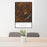 24x36 Smith Mountain Lake Virginia Map Print Portrait Orientation in Ember Style Behind 2 Chairs Table and Potted Plant