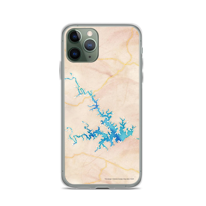 Custom iPhone 11 Pro Smith Mountain Lake Virginia Map Phone Case in Watercolor