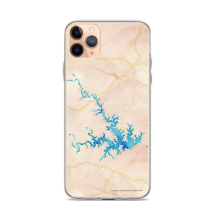 Custom iPhone 11 Pro Max Smith Mountain Lake Virginia Map Phone Case in Watercolor