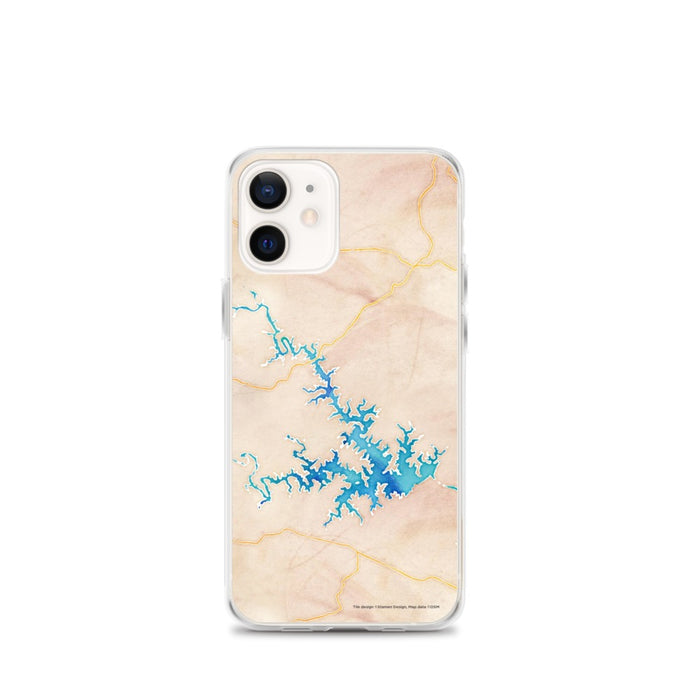 Custom iPhone 12 mini Smith Mountain Lake Virginia Map Phone Case in Watercolor