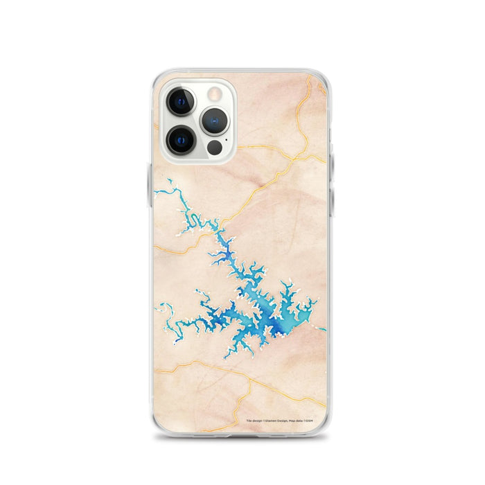 Custom iPhone 12 Pro Smith Mountain Lake Virginia Map Phone Case in Watercolor