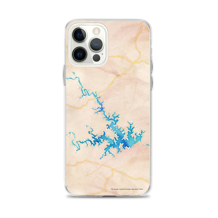 Custom iPhone 12 Pro Max Smith Mountain Lake Virginia Map Phone Case in Watercolor