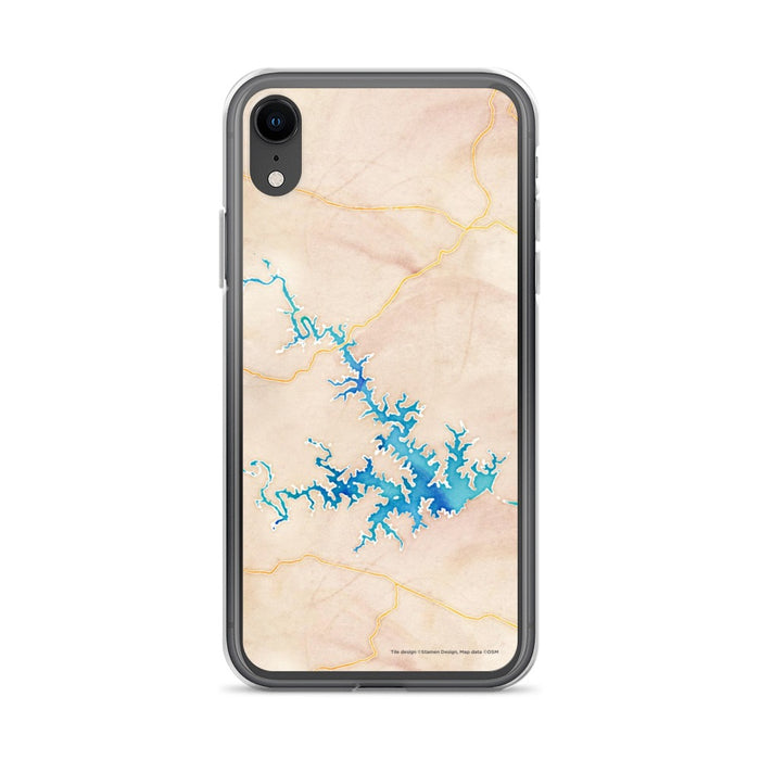 Custom iPhone XR Smith Mountain Lake Virginia Map Phone Case in Watercolor
