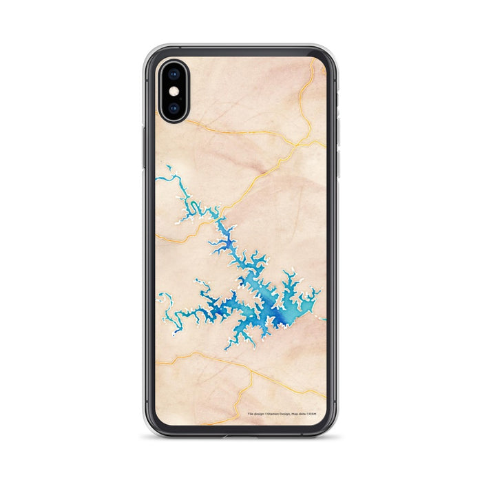 Custom iPhone XS Max Smith Mountain Lake Virginia Map Phone Case in Watercolor