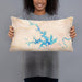 Person holding 20x12 Custom Smith Mountain Lake Virginia Map Throw Pillow in Watercolor