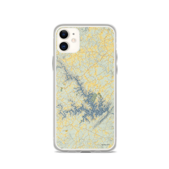 Custom iPhone 11 Smith Mountain Lake Virginia Map Phone Case in Woodblock