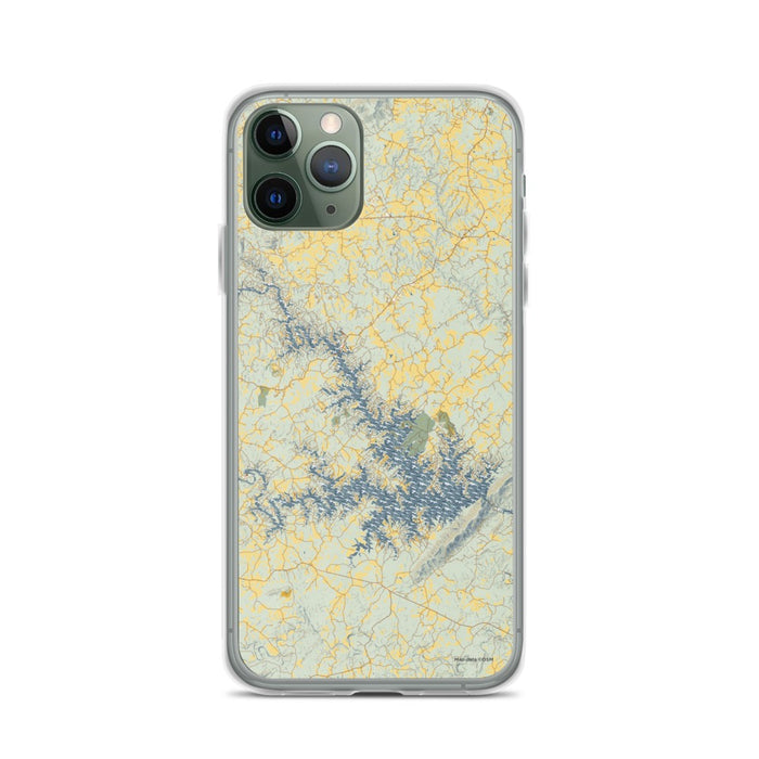 Custom iPhone 11 Pro Smith Mountain Lake Virginia Map Phone Case in Woodblock