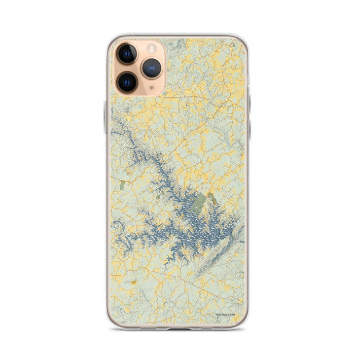 Custom iPhone 11 Pro Max Smith Mountain Lake Virginia Map Phone Case in Woodblock