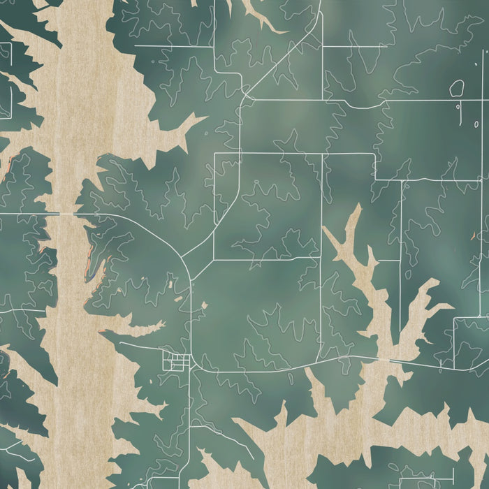 Smithville Lake Missouri Map Print in Afternoon Style Zoomed In Close Up Showing Details