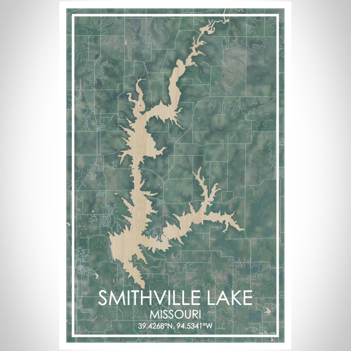 Smithville Lake Missouri Map Print Portrait Orientation in Afternoon Style With Shaded Background