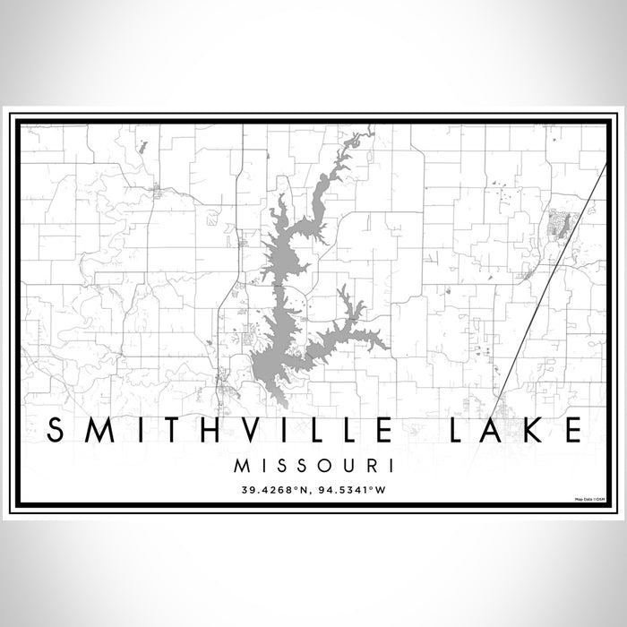 Smithville Lake Missouri Map Print Landscape Orientation in Classic Style With Shaded Background