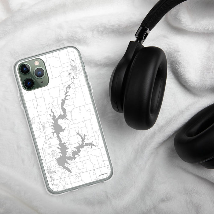 Custom Smithville Lake Missouri Map Phone Case in Classic on Table with Black Headphones
