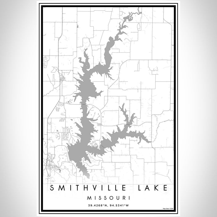 Smithville Lake Missouri Map Print Portrait Orientation in Classic Style With Shaded Background
