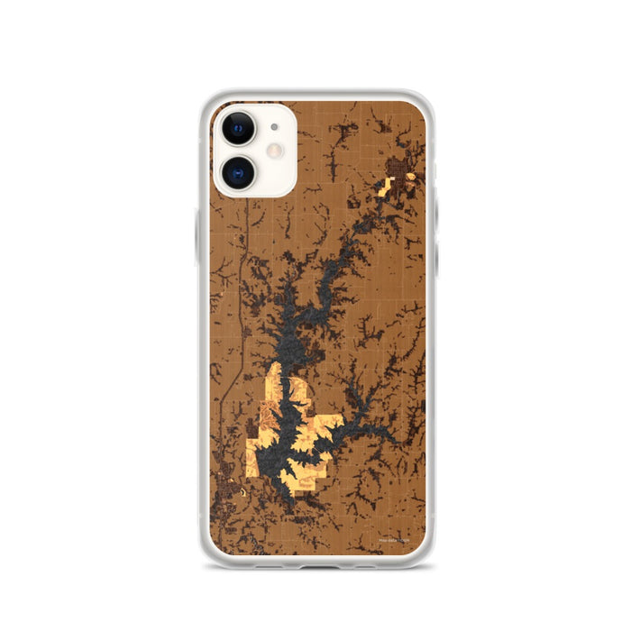 Custom iPhone 11 Smithville Lake Missouri Map Phone Case in Ember