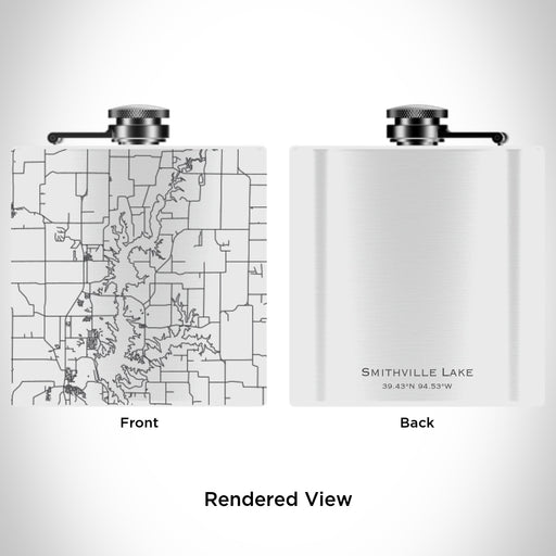 Rendered View of Smithville Lake Missouri Map Engraving on 6oz Stainless Steel Flask in White