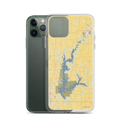 Custom Smithville Lake Missouri Map Phone Case in Woodblock