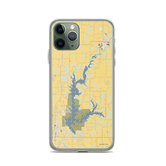 Custom iPhone 11 Pro Smithville Lake Missouri Map Phone Case in Woodblock