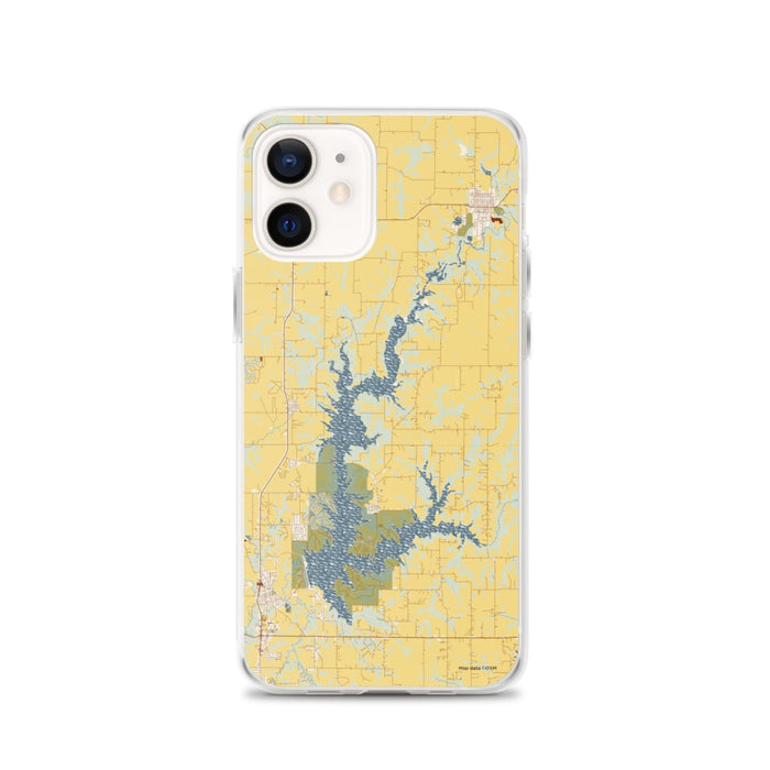 Custom iPhone 12 Smithville Lake Missouri Map Phone Case in Woodblock