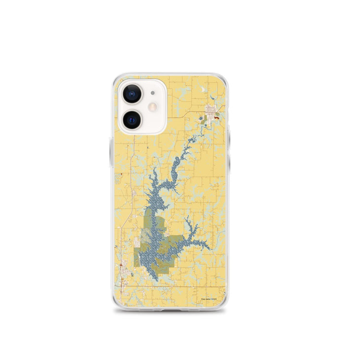 Custom iPhone 12 mini Smithville Lake Missouri Map Phone Case in Woodblock
