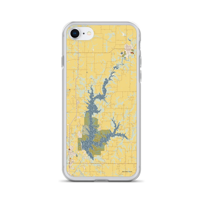 Custom iPhone SE Smithville Lake Missouri Map Phone Case in Woodblock