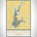 Smithville Lake Missouri Map Print Portrait Orientation in Woodblock Style With Shaded Background