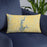 Custom Smithville Lake Missouri Map Throw Pillow in Woodblock on Blue Colored Chair