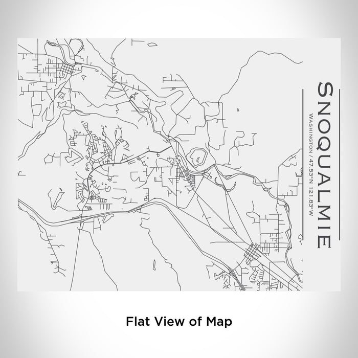 Rendered View of Snoqualmie Washington Map Engraving on 20oz Stainless Steel Insulated Bottle with Bamboo Top in White