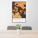 24x36 Snoqualmie Washington Map Print Portrait Orientation in Ember Style Behind 2 Chairs Table and Potted Plant