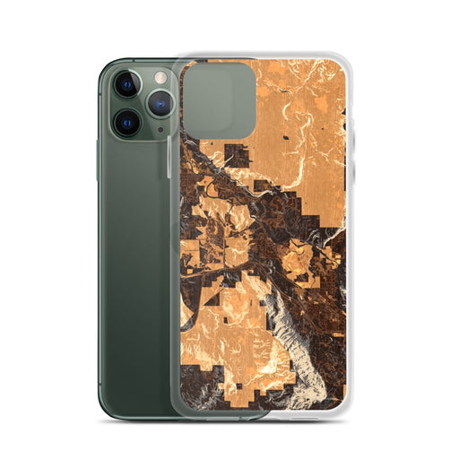 Custom Snoqualmie Washington Map Phone Case in Ember on Table with Laptop and Plant