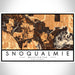 Snoqualmie Washington Map Print Landscape Orientation in Ember Style With Shaded Background