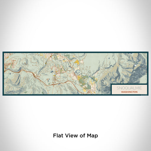 Flat View of Map Custom Snoqualmie Washington Map Enamel Mug in Woodblock