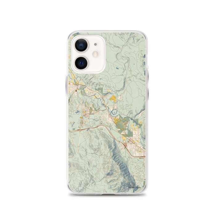 Custom Snoqualmie Washington Map iPhone 12 Phone Case in Woodblock