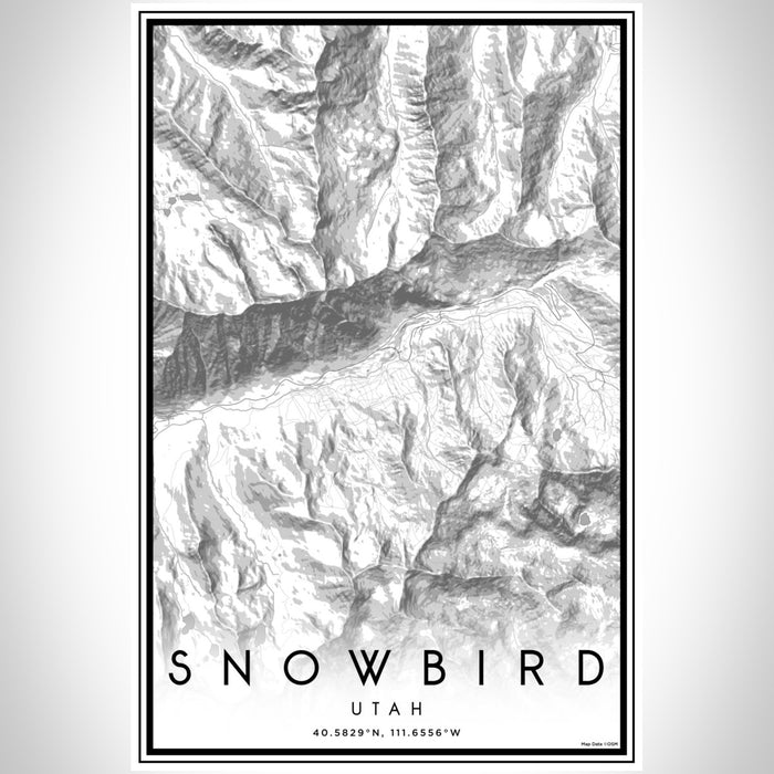 Snowbird Utah Map Print Portrait Orientation in Classic Style With Shaded Background