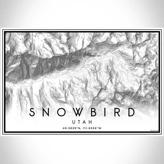 Snowbird Utah Map Print Landscape Orientation in Classic Style With Shaded Background