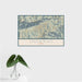 16x24 Snowbird Utah Map Print Landscape Orientation in Woodblock Style With Tropical Plant Leaves in Water