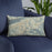 Custom Snowbird Utah Map Throw Pillow in Woodblock on Blue Colored Chair