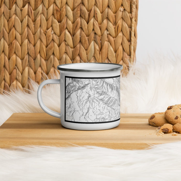 Left View Custom Snowmass Colorado Map Enamel Mug in Classic on Table Top