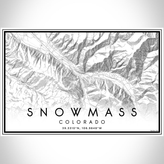 Snowmass Colorado Map Print Landscape Orientation in Classic Style With Shaded Background