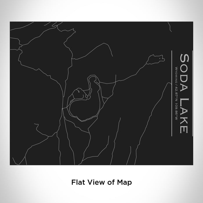 Rendered View of Soda Lake Wyoming Map Engraving on 20oz Stainless Steel Insulated Bottle with Bamboo Top in Black