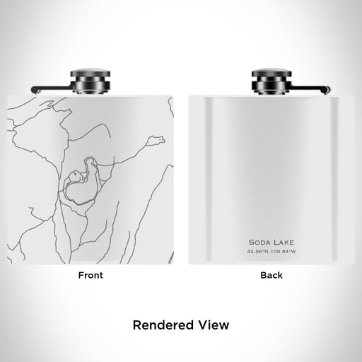 Rendered View of Soda Lake Wyoming Map Engraving on 6oz Stainless Steel Flask in White