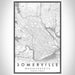 Somerville Massachusetts Map Print Portrait Orientation in Classic Style With Shaded Background